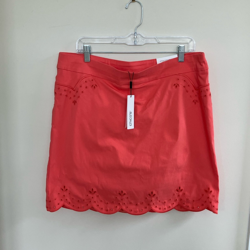 NWT Chico's Vibrant Coral Mini Skort